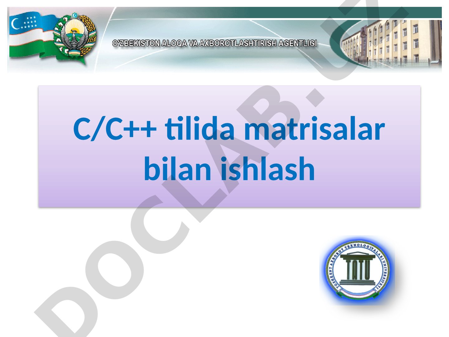 C/C++ tilida matrisalar bilan ishlash