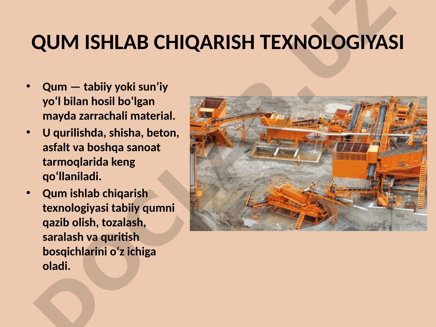 Qum ishlab chiqarish texnologiyasi