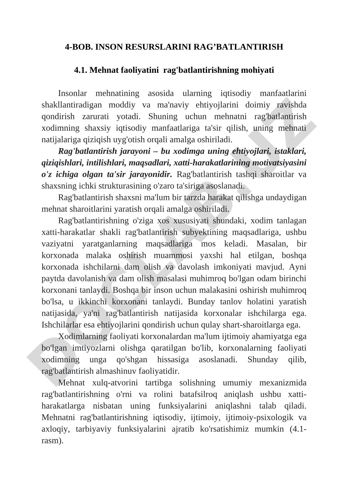 Inson resurslarini rag'batlantirishning mohiyati