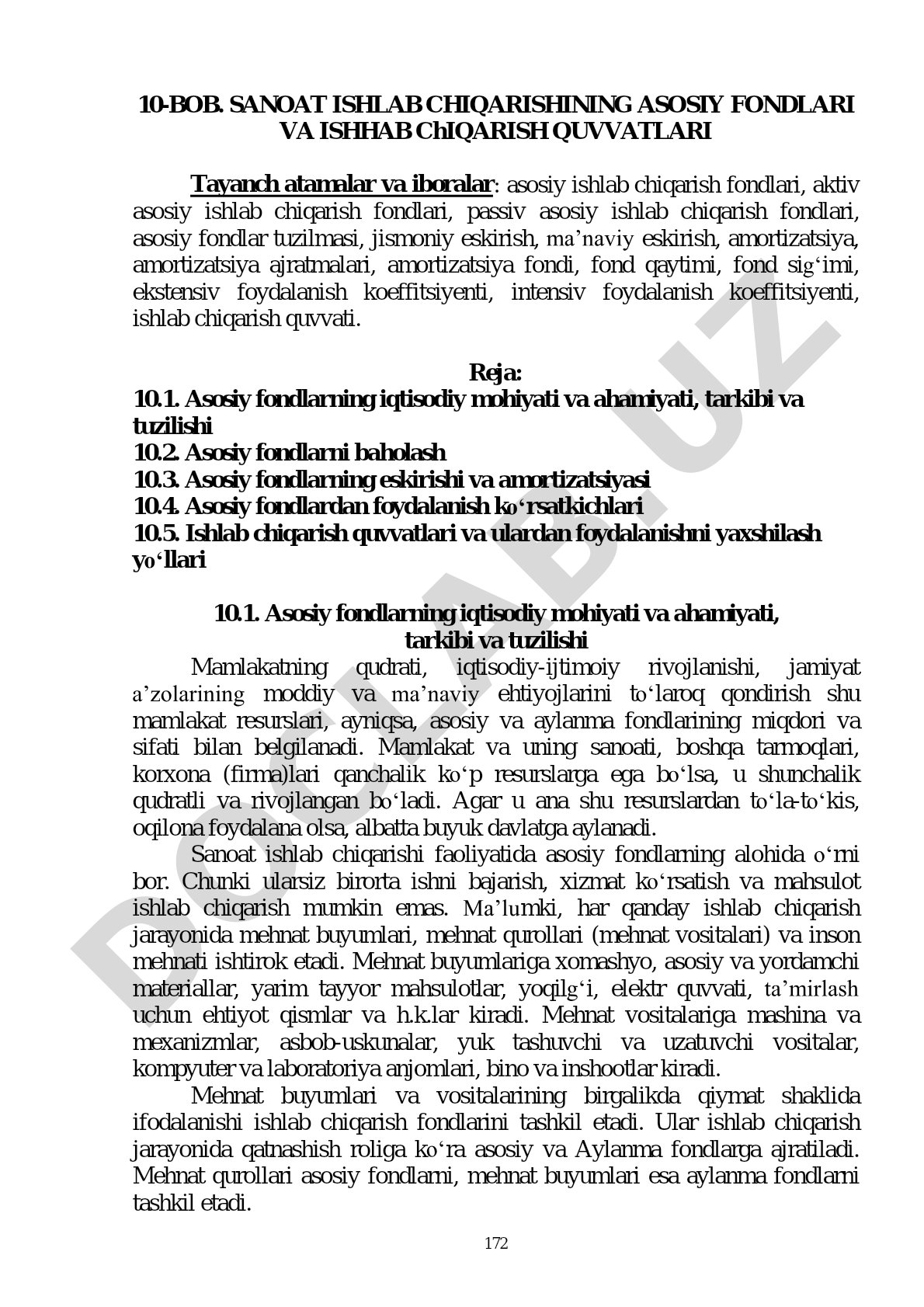 Sanoat ishlab chiqarishining asosiy fondlari va ishlab chiqarish quvvatlari