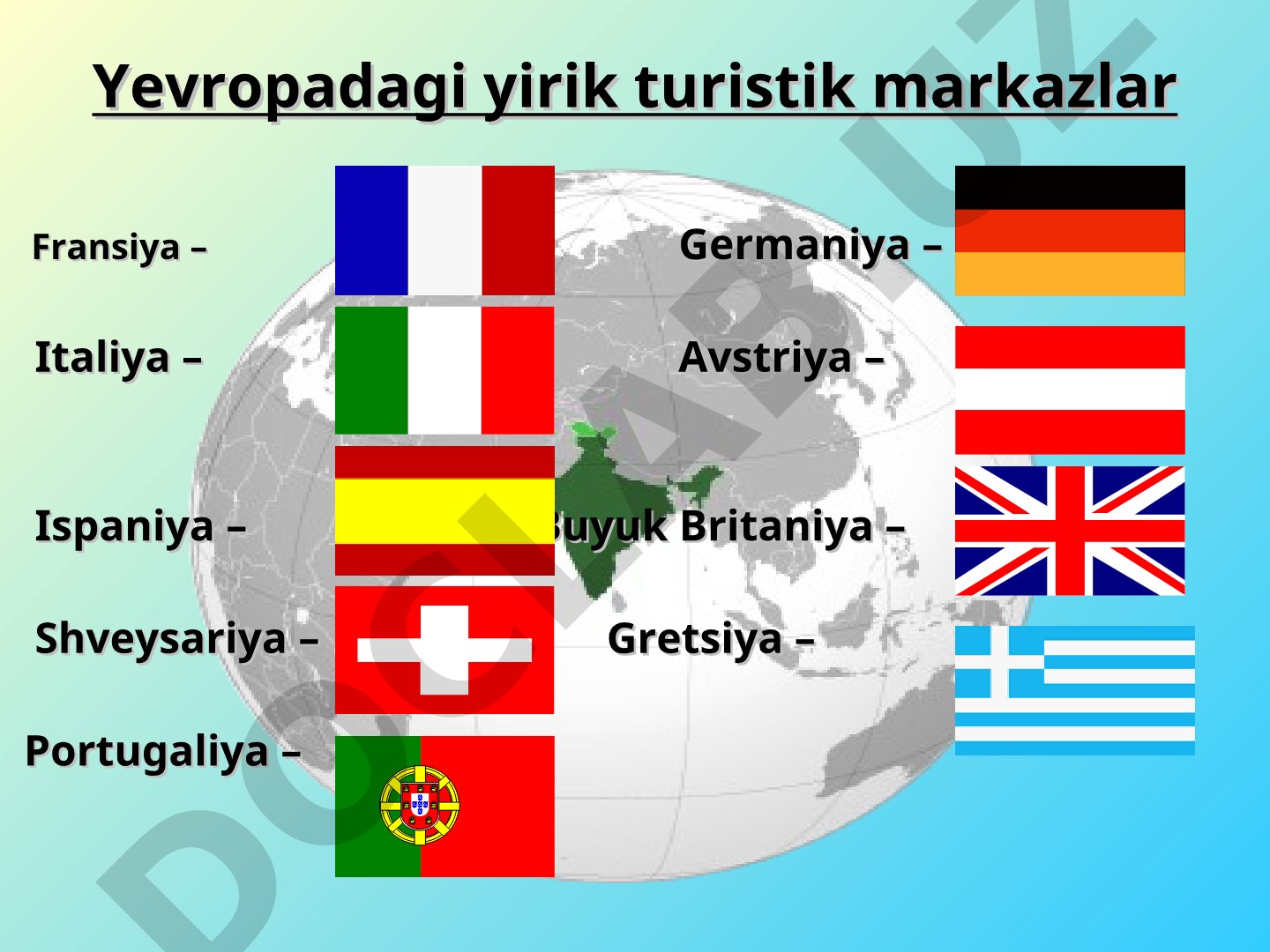 Yevropadagi yirik turistik markazlar