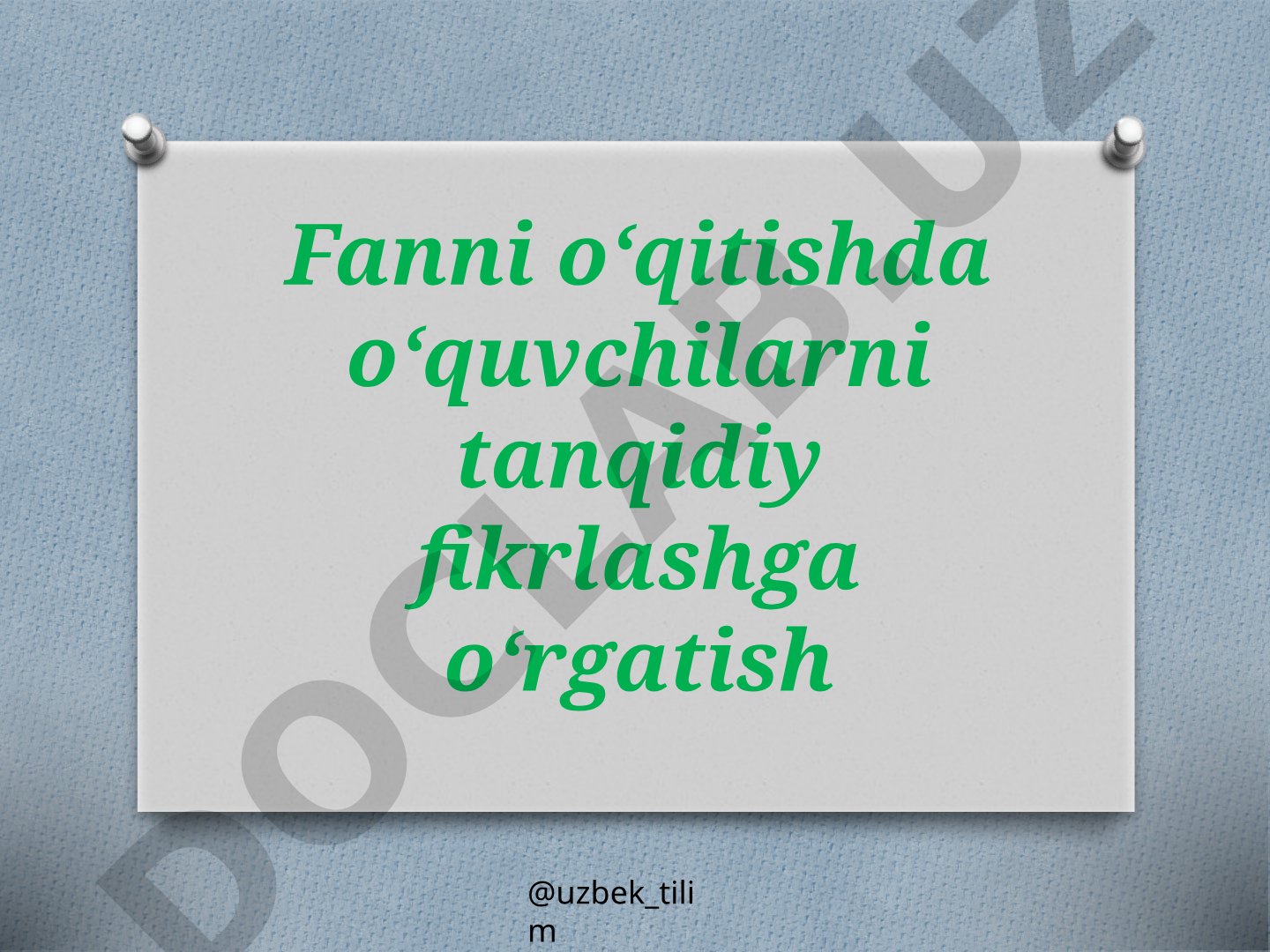 O‘zbek tili unlilarining tasnifi