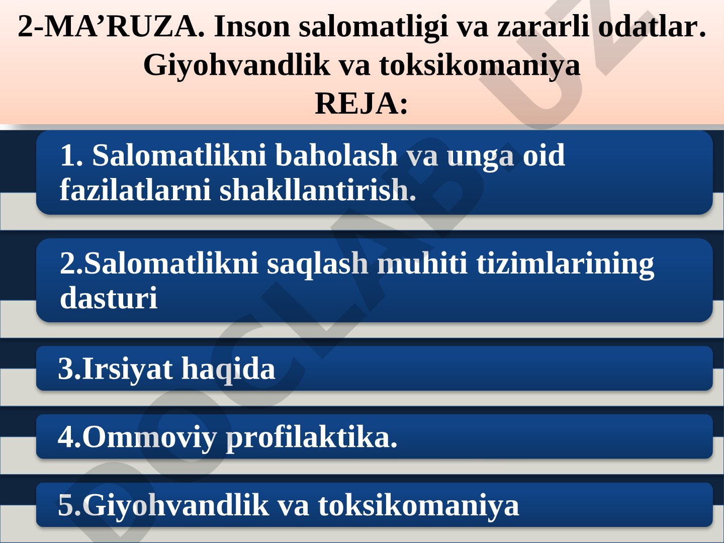 Inson salomatligi va zararli odatlar. Giyohvandlik va toksikomaniya