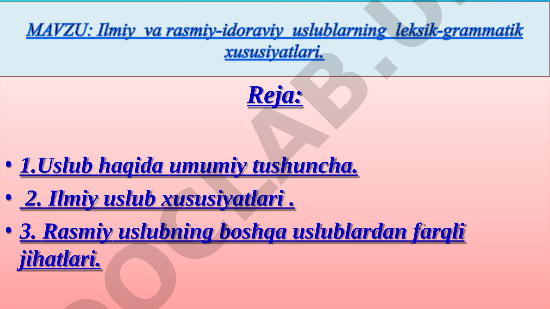 Ilmiy uslub xususiyatlari