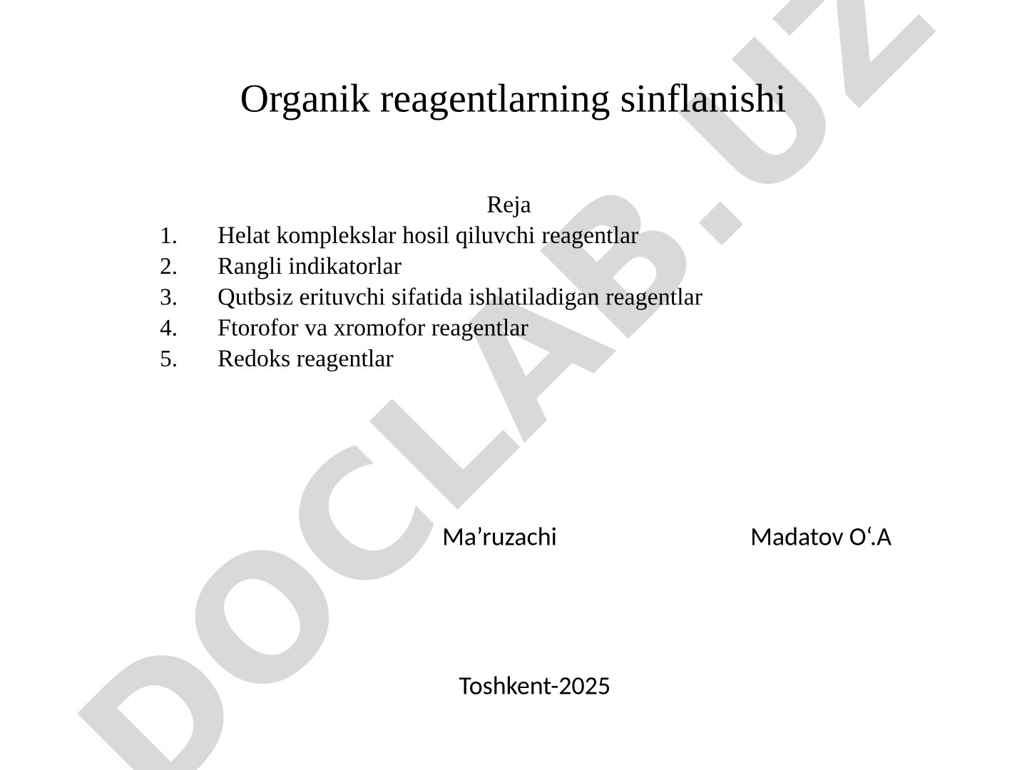 Organik reagentlarning sinflanishi