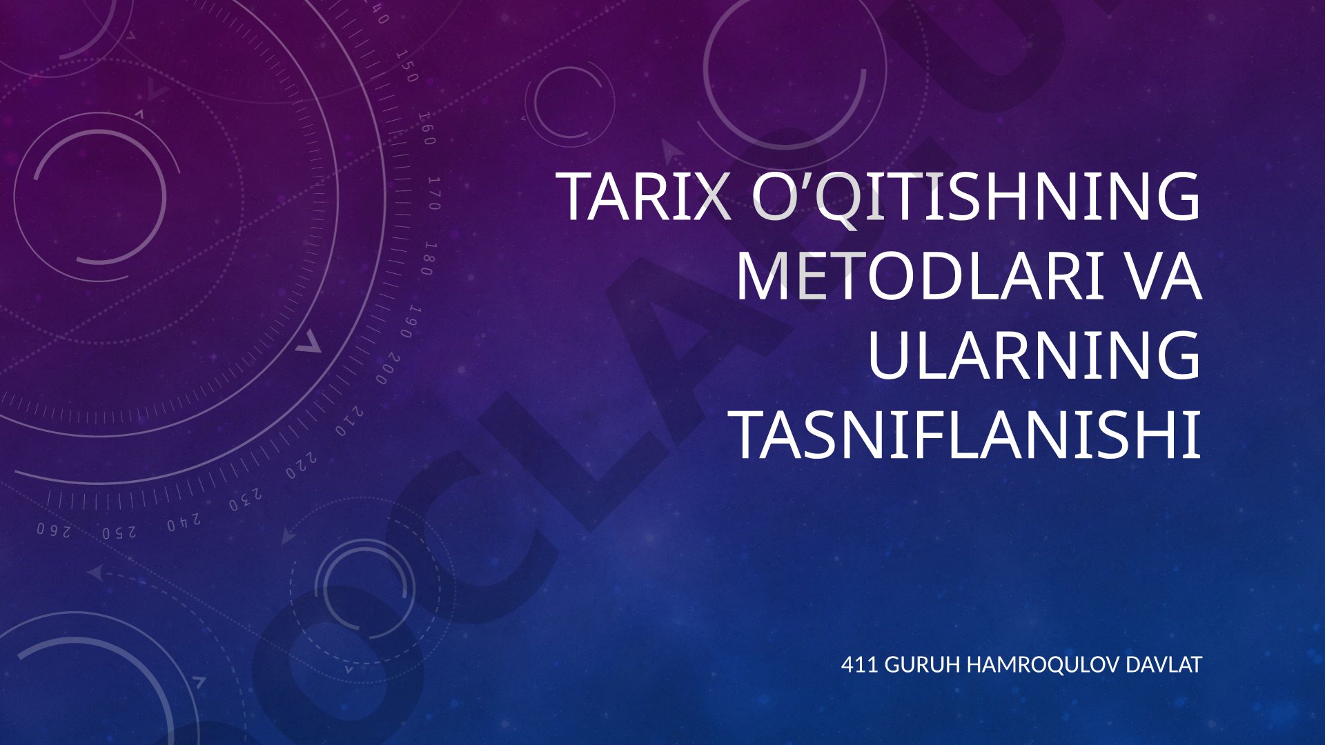 Tarix o'qitishning metodlari va ularning tasniflanishi