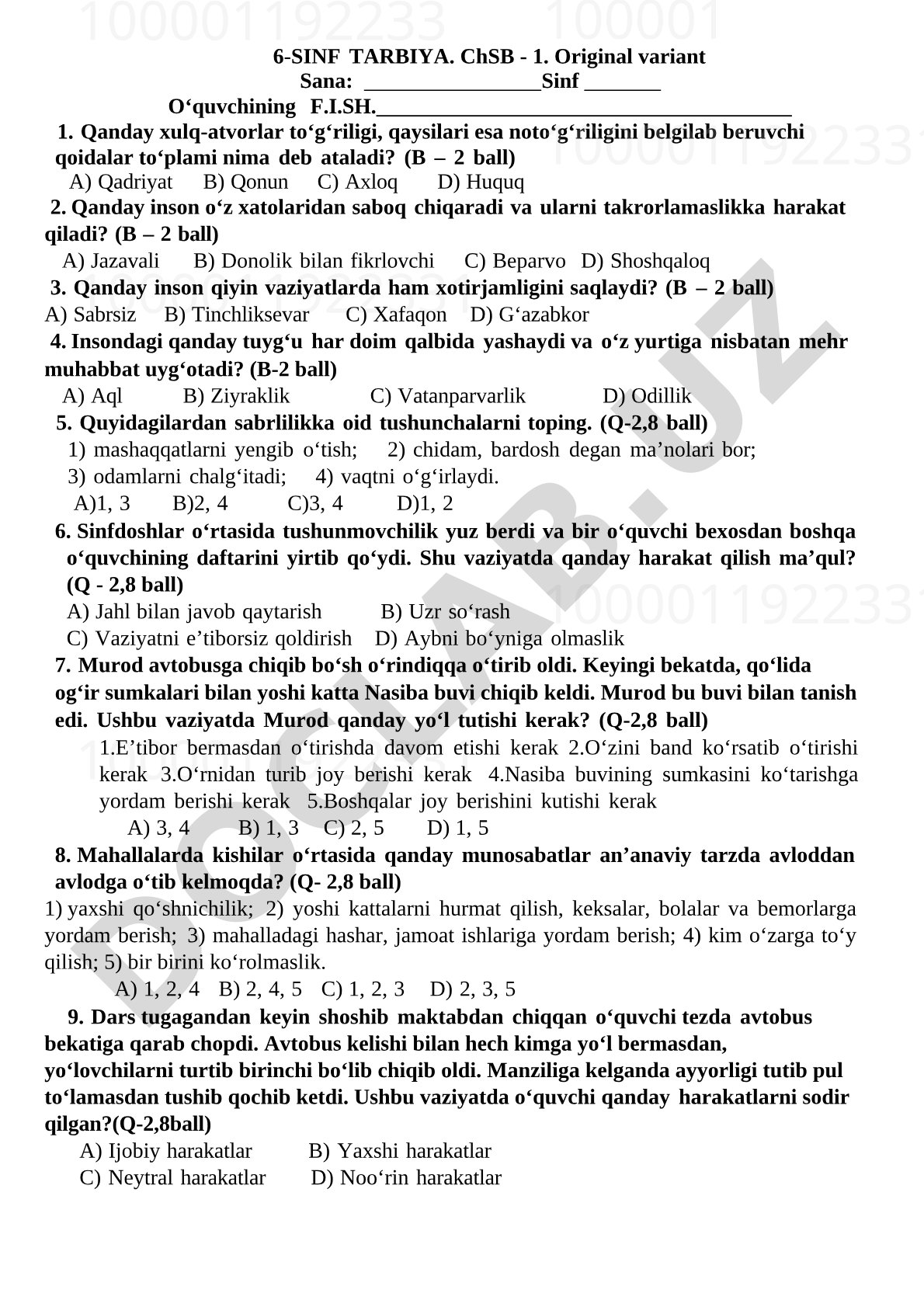 6-sinf Tarbiya ChSB-1