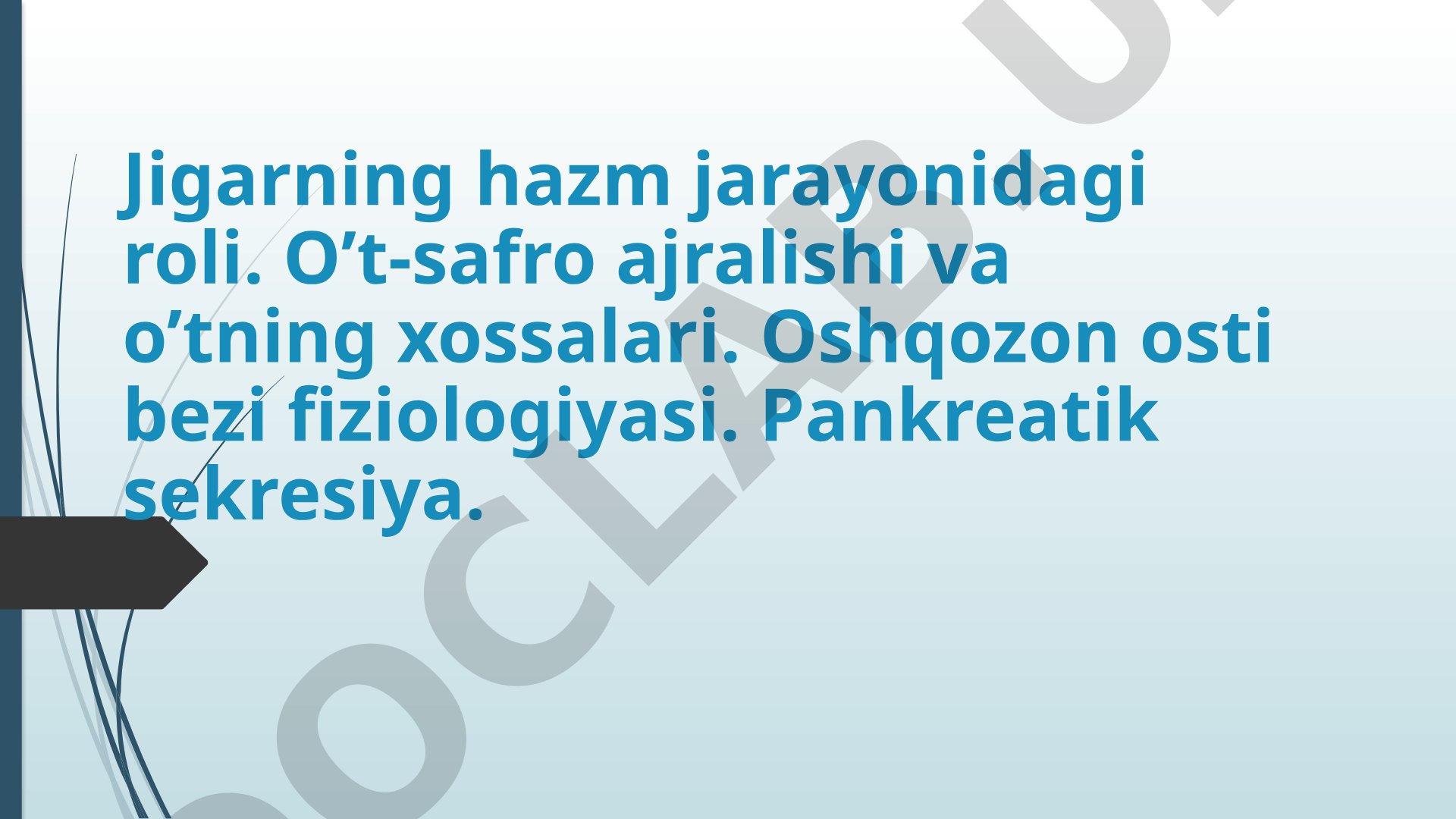 Jigarning hazmdagi roli va oshqozon osti bezi fiziologiyasi