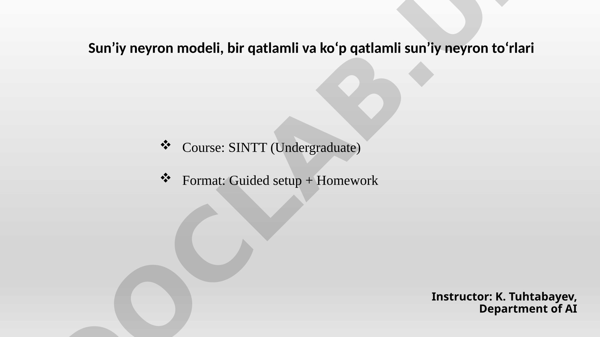 Sun’iy neyron to‘rlari: bir qatlamli va ko‘p qatlamli