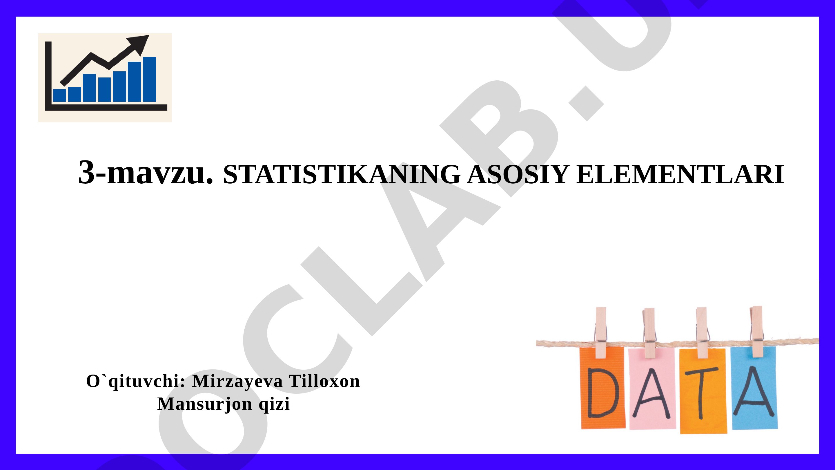 Statistikaning asosiy elementlari
