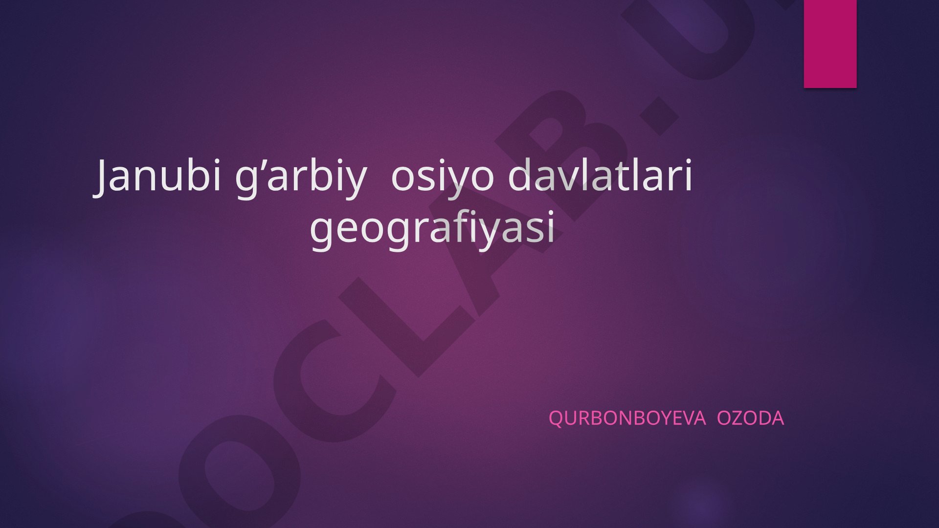 Janubi g’arbiy osiyo davlatlari geografiyasi