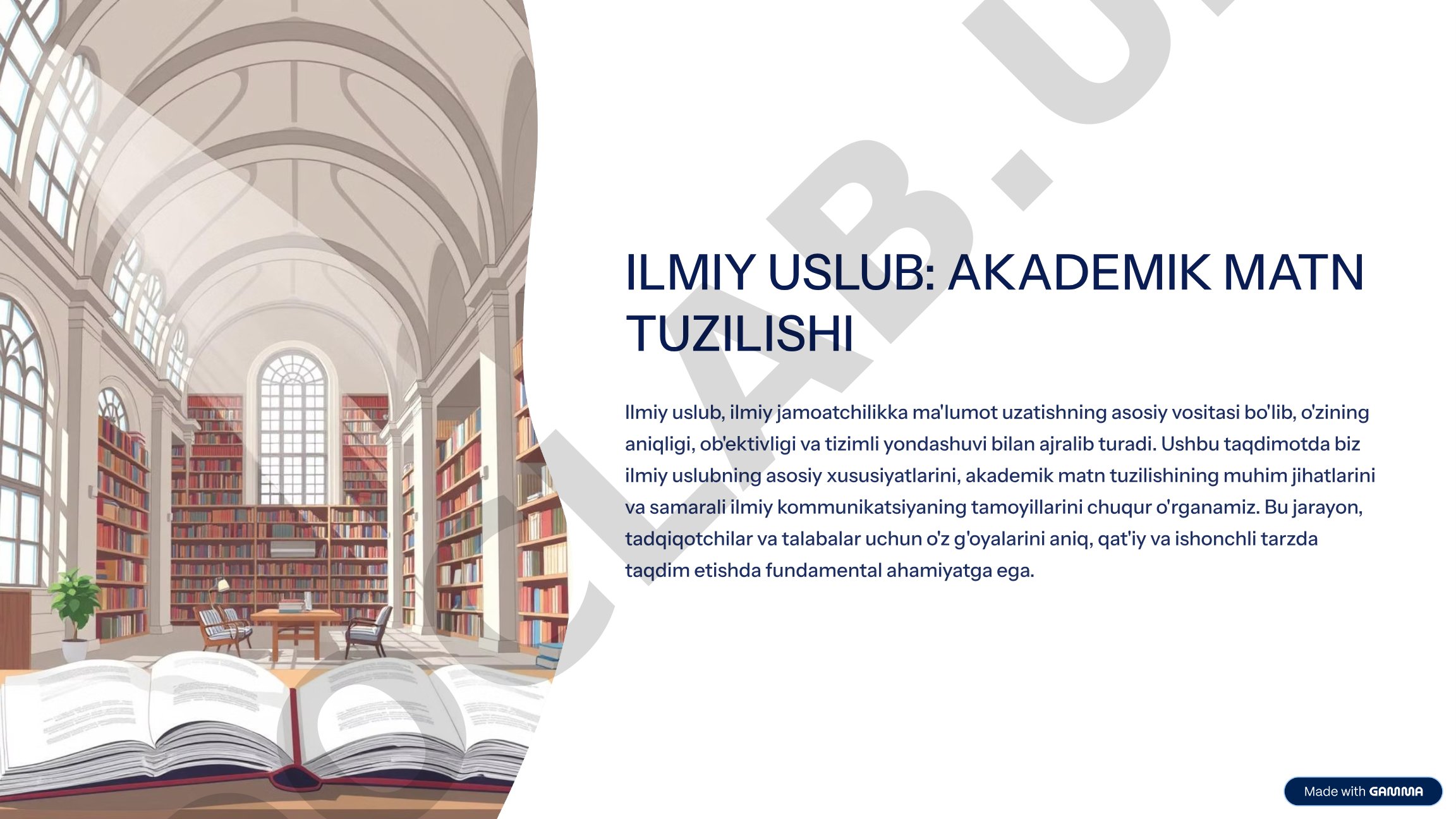 Ilmiy uslub: akademik matn tuzilishi