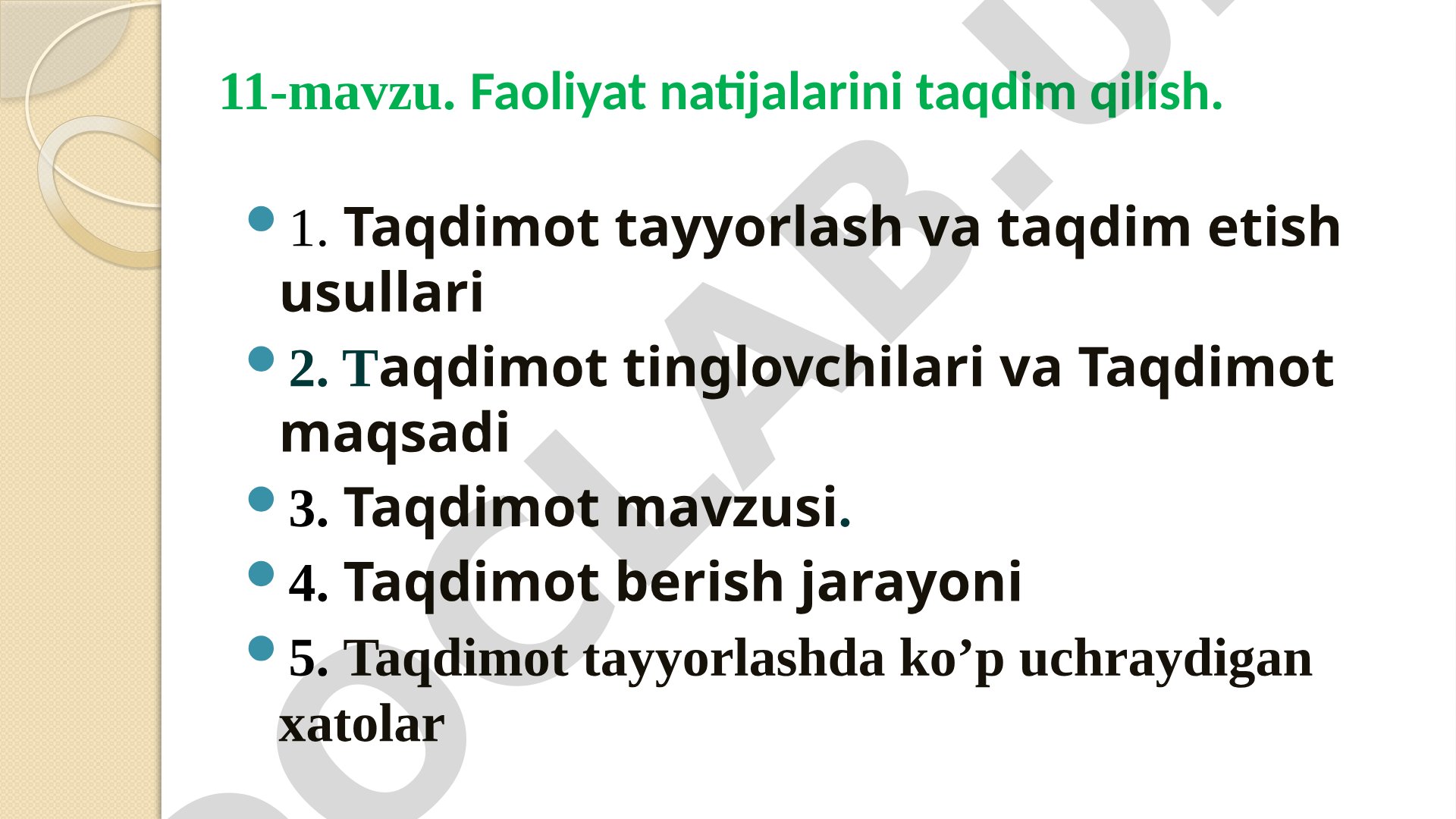 Faoliyat natijalarini taqdim qilish