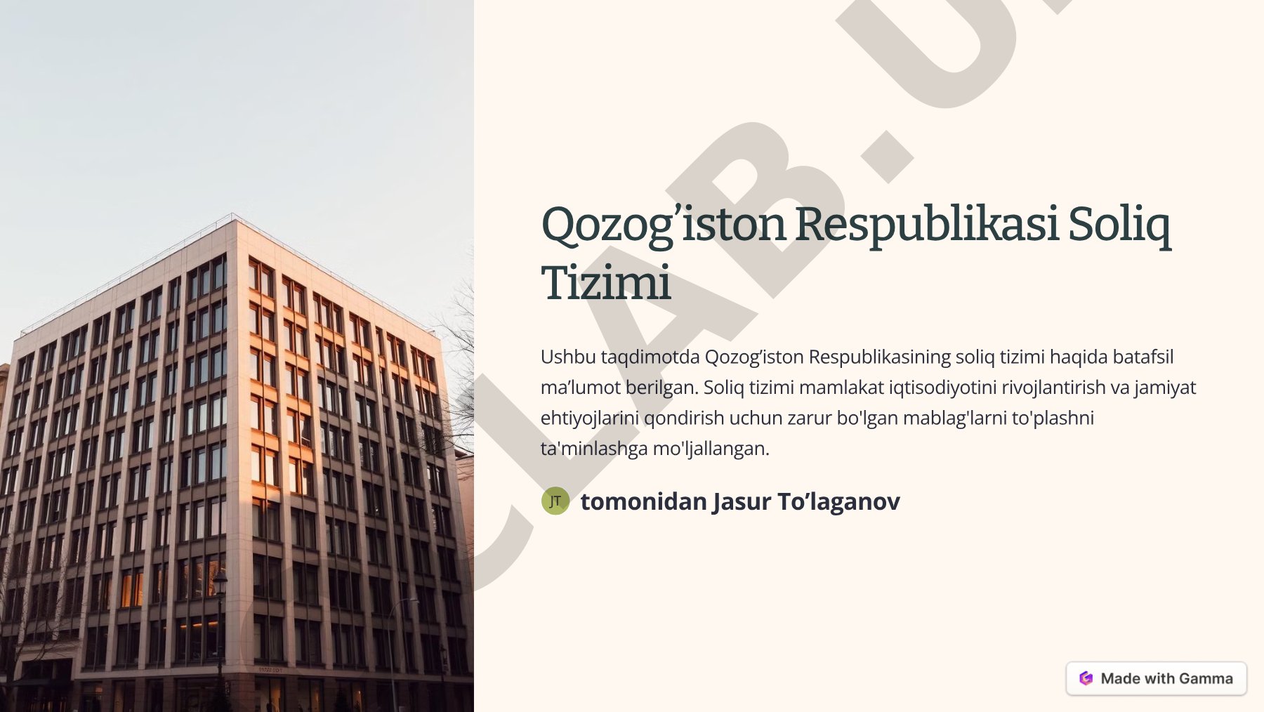 Qozog’iston Respublikasi Soliq Tizimi