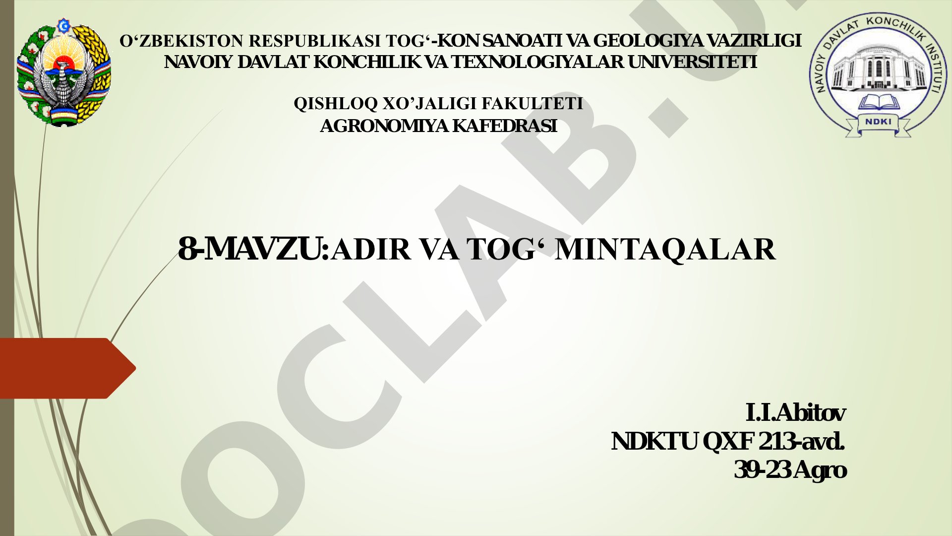 ADIR VA TOG‘ MINTAQALAR