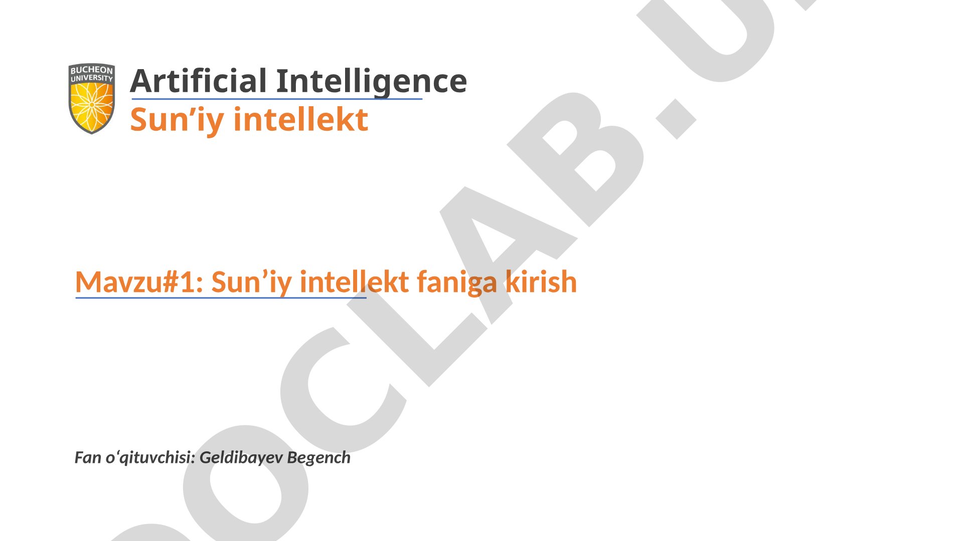 Sun’iy intellekt faniga kirish