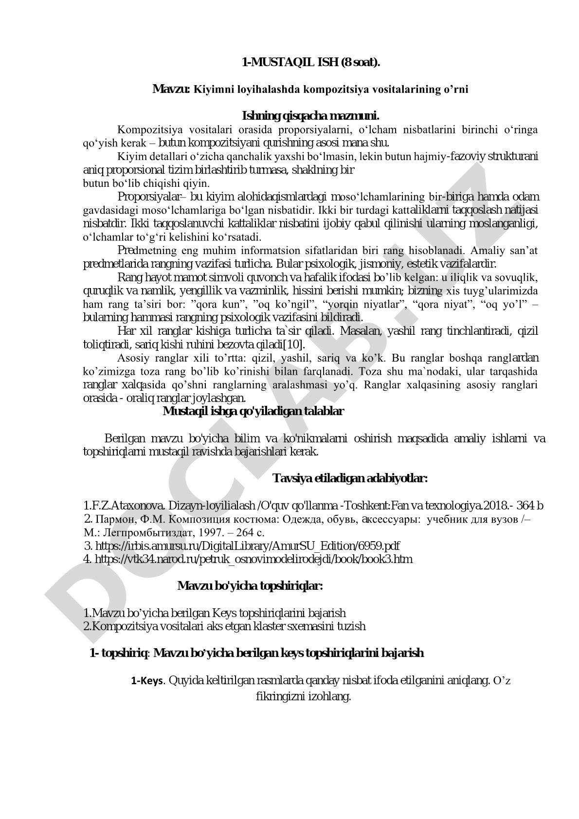 Kiyimni loyihalashda kompozitsiya vositalarining o'rni