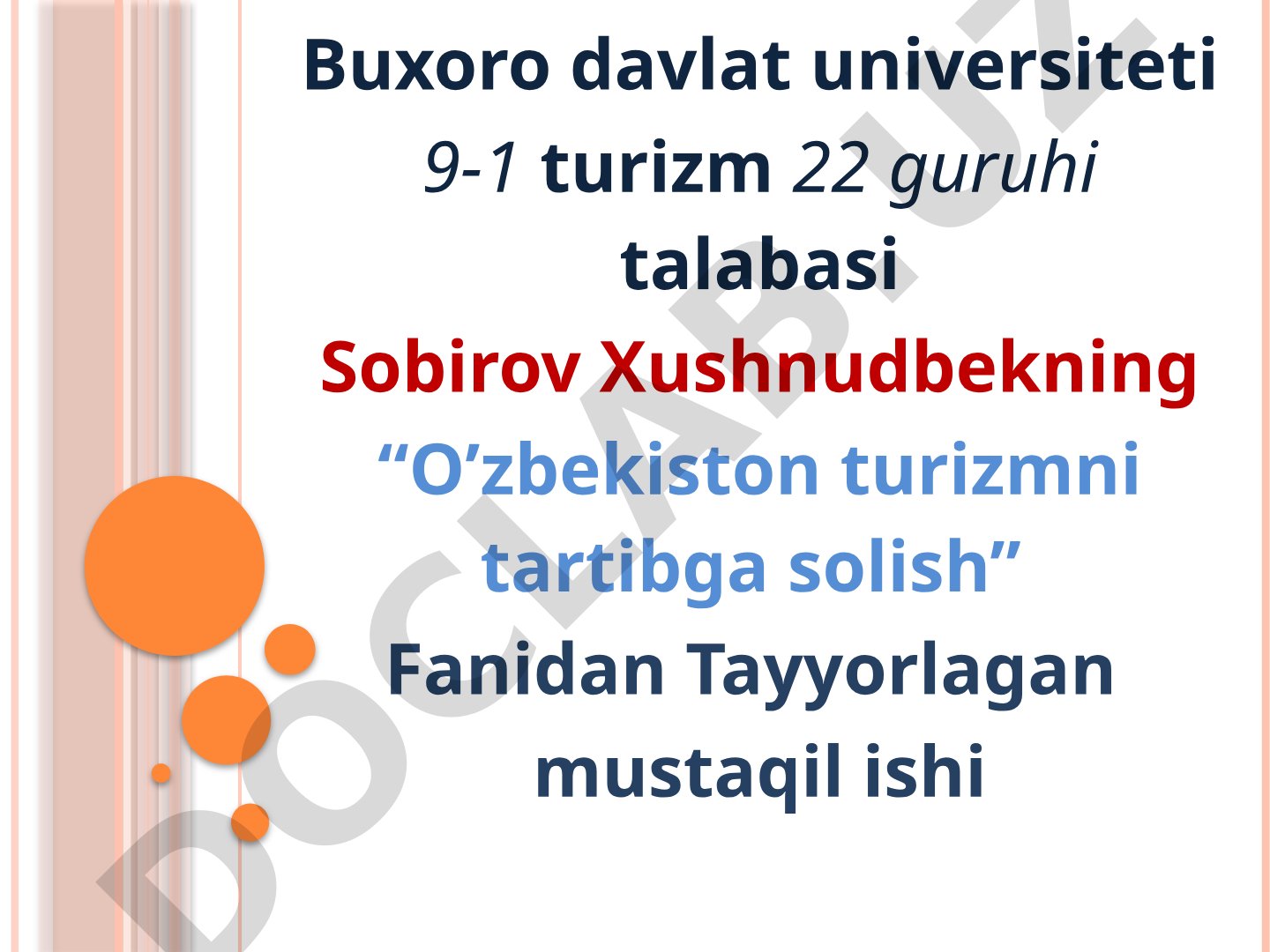 G'ijduvon tumanida turizmni rivojlantirish bo'yicha takliflar