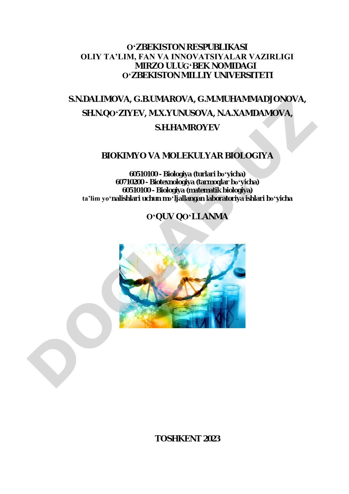 Biokimyo va molekulyar biologiya laboratoriya ishlari