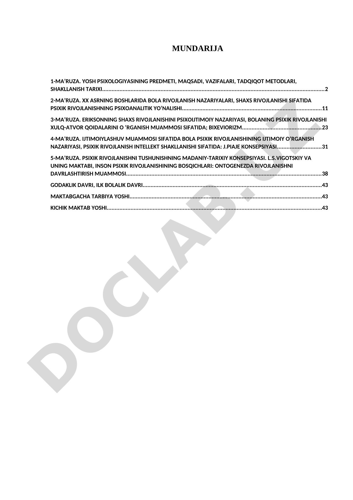 Yosh psixologiyasining predmeti, maqsadi, vazifalari, tadqiqot metodlari, shakllanish tarixi