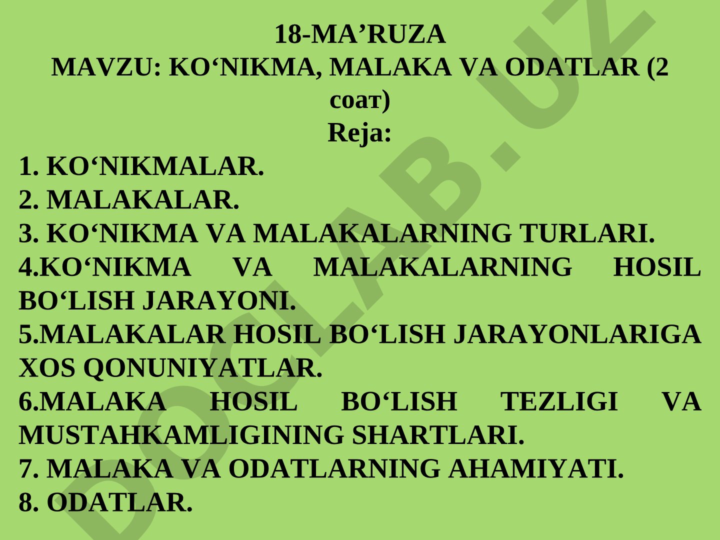 Ko‘nikma, malaka va odatlar