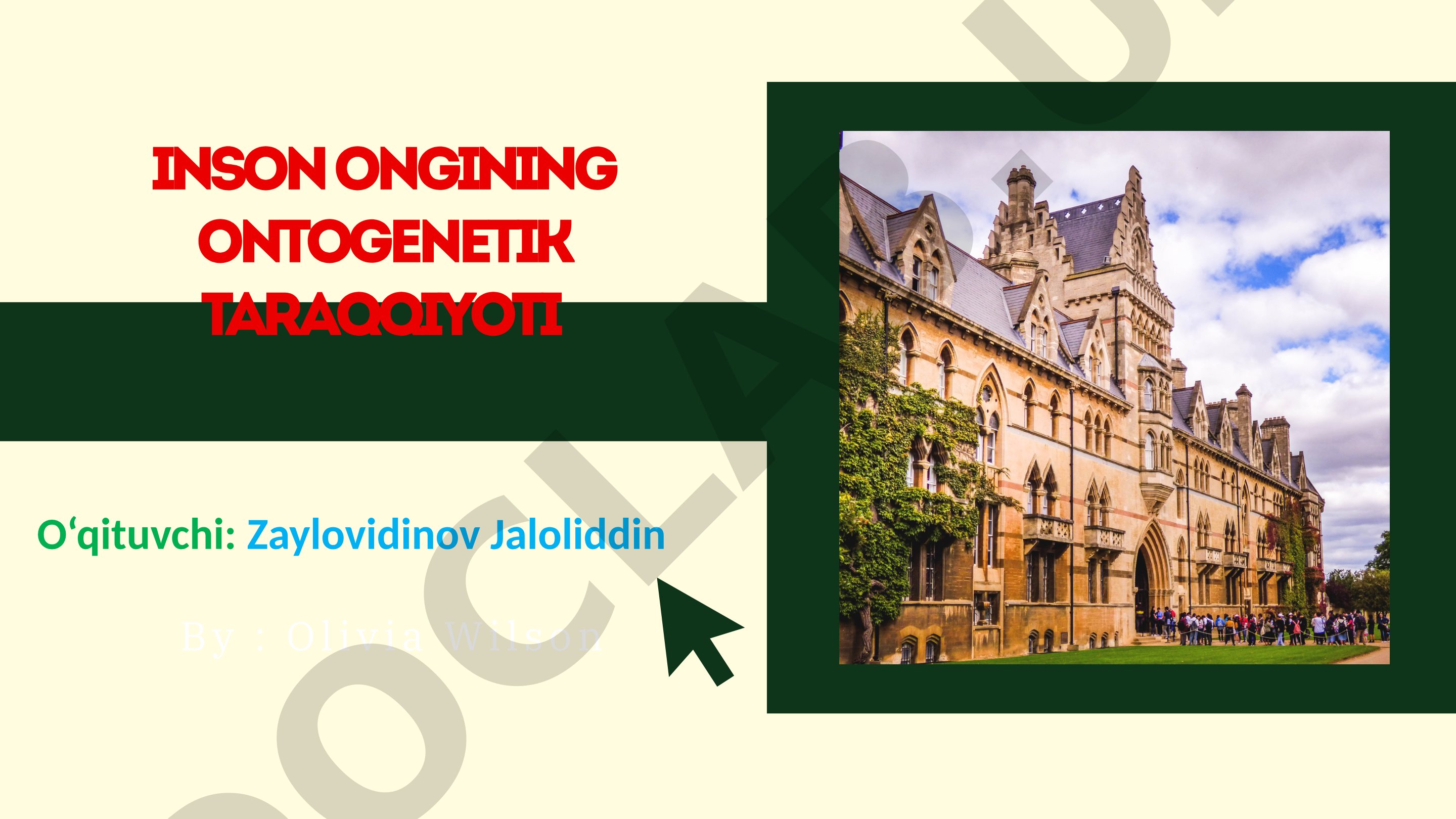 Inson ongining ontogenetik taraqqiyoti