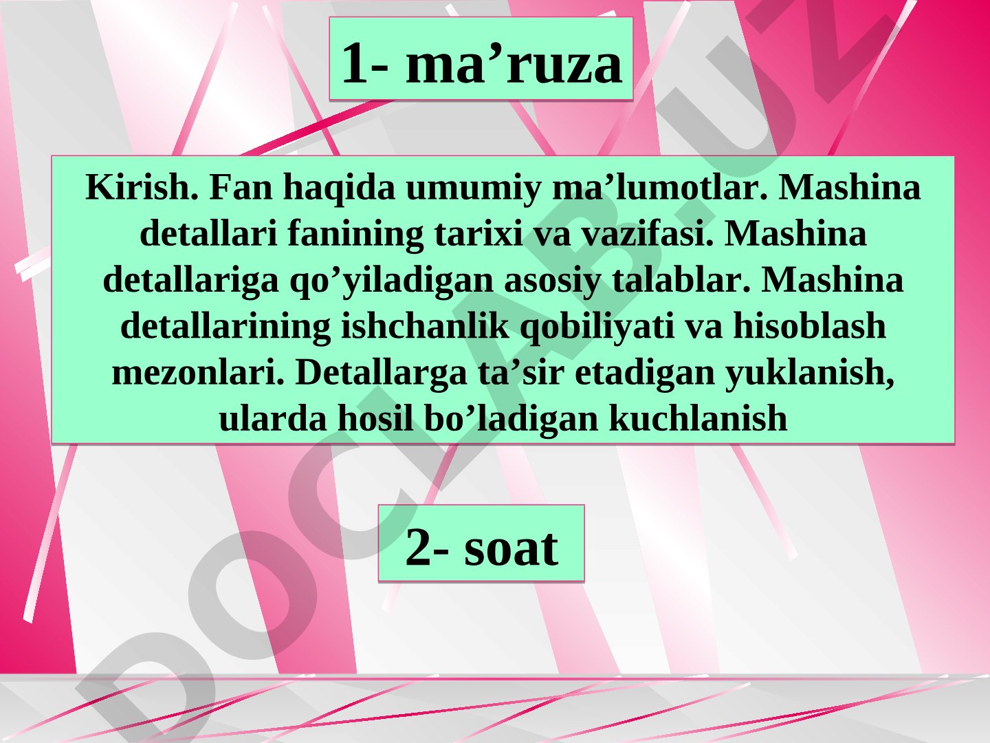 Mashina detallari fanining tarixi va vazifasi