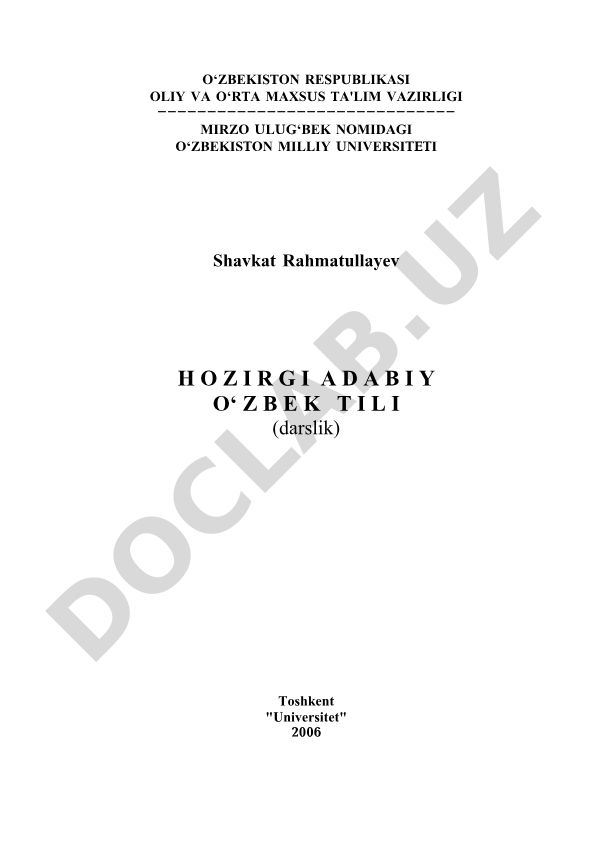 Hozirgi adabiy o‘zbek tili