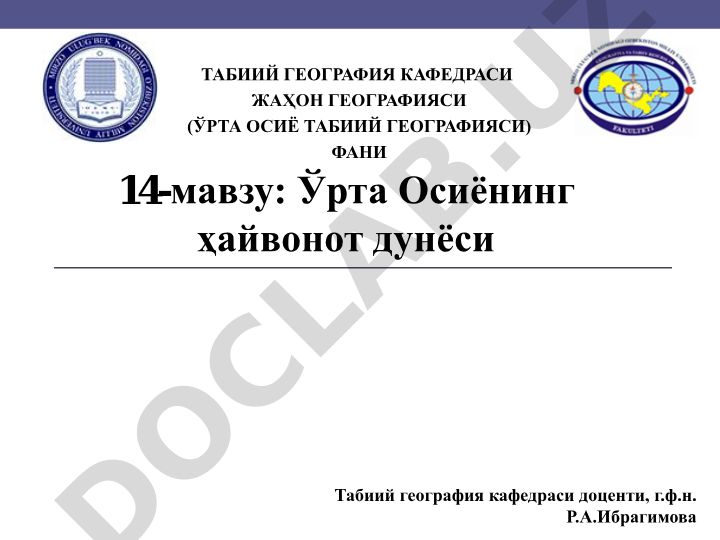 Ўрта Осиёнинг ҳайвонот дунёси
