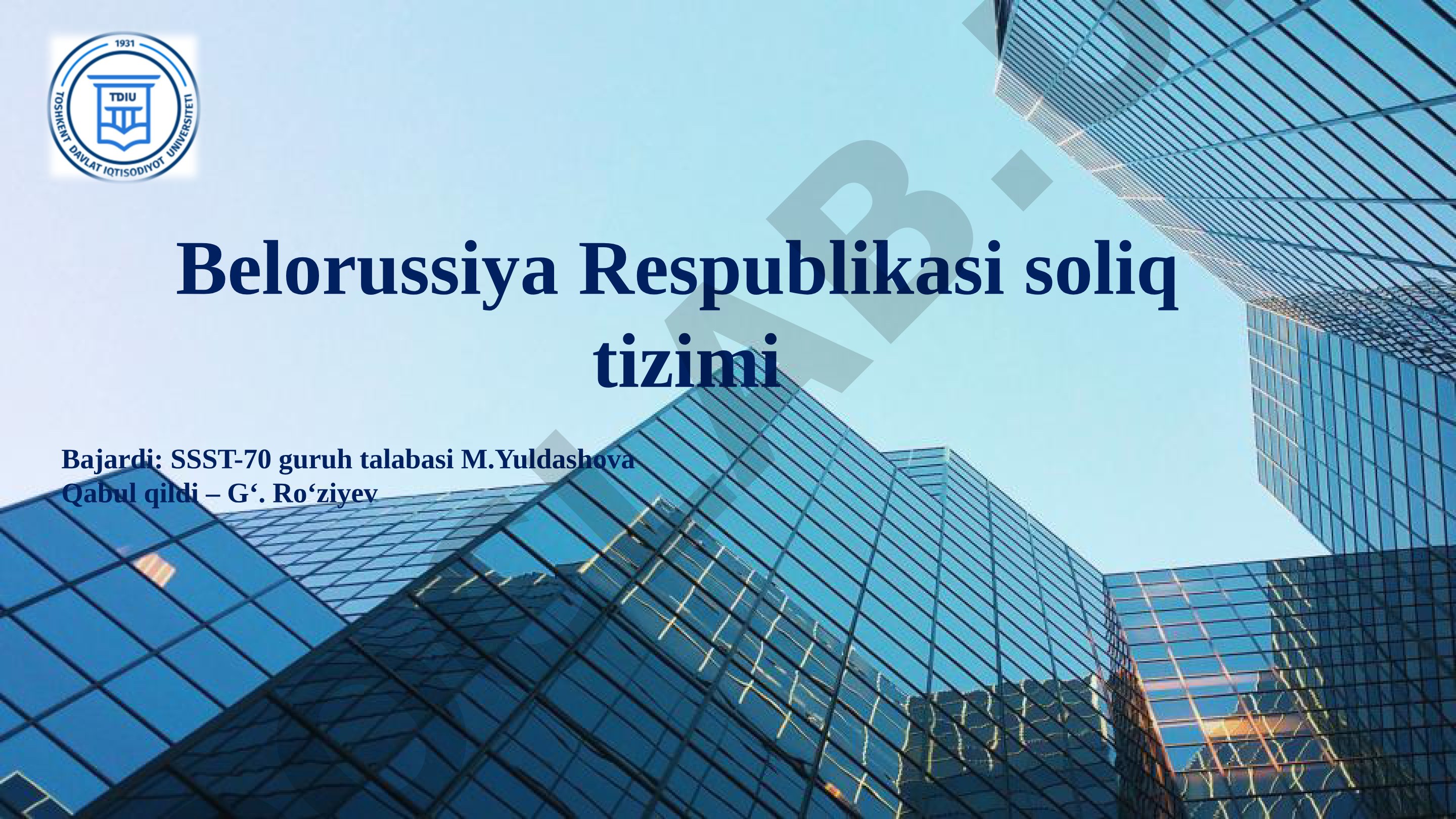 Belorussiya Respublikasi soliq tizimi