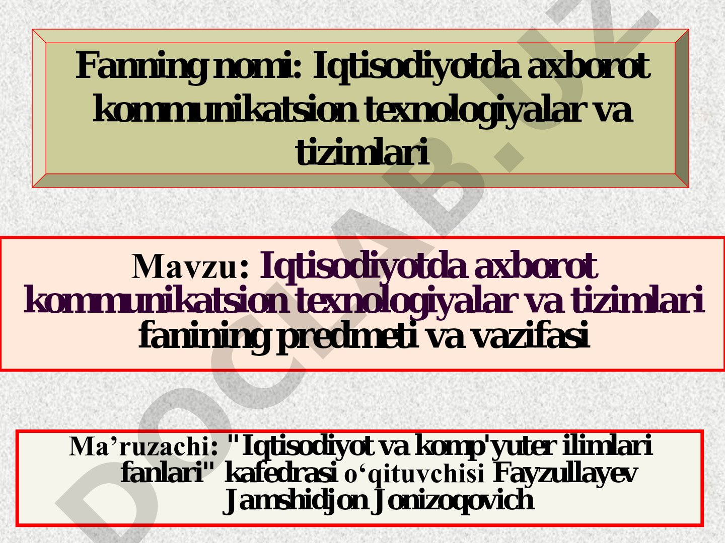 Iqtisodiyotda axborot tizimlari va texnologiyalari