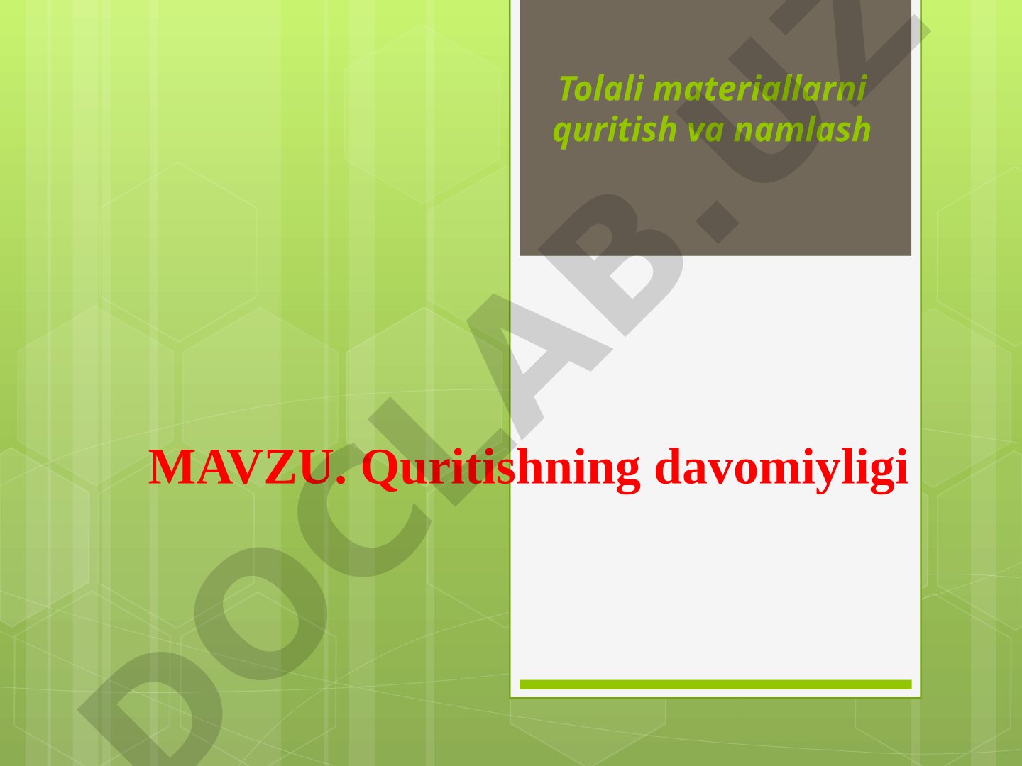 Quritishning davomiyligi