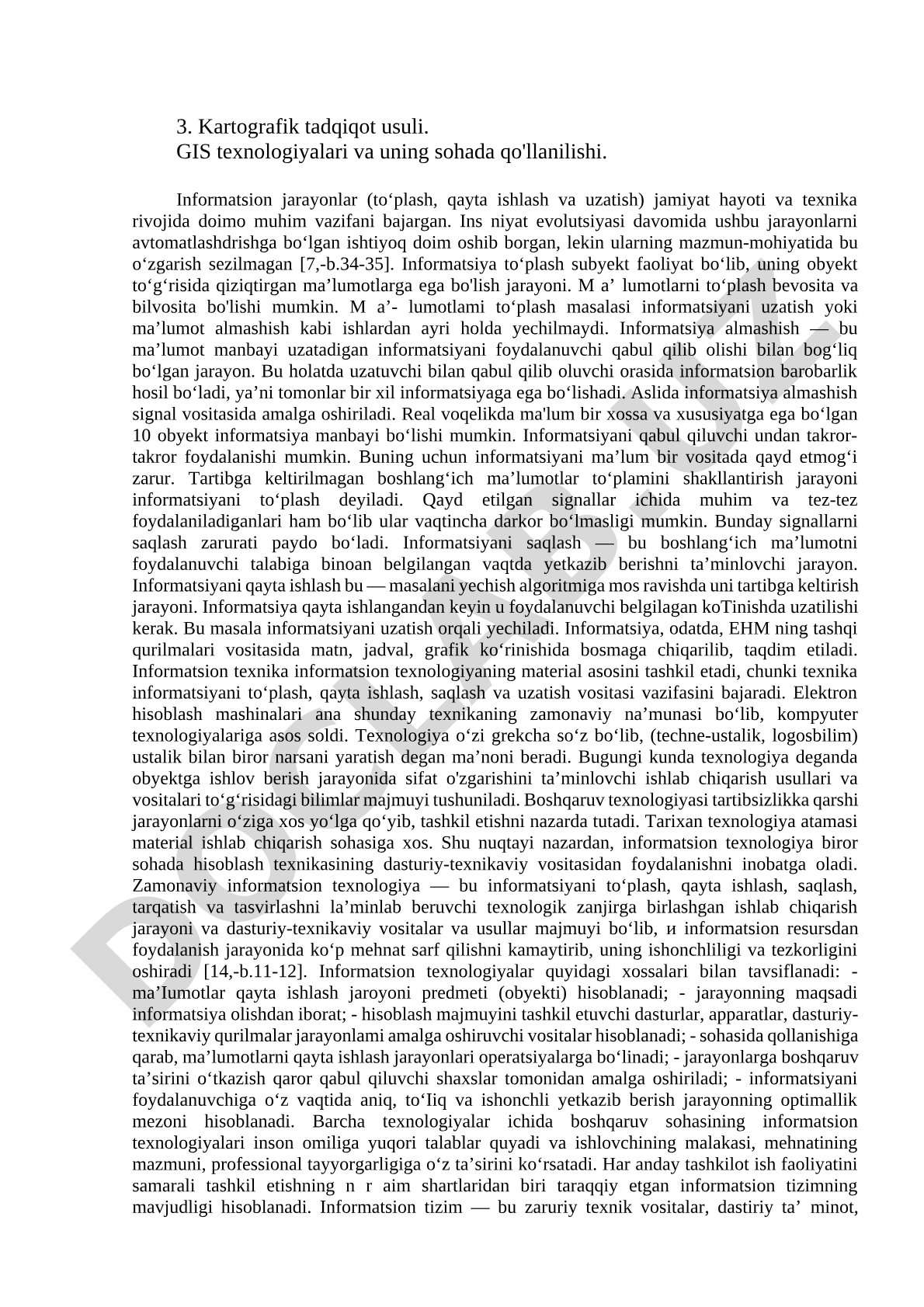 Kartografik tadqiqot usuli va GIS texnologiyalari