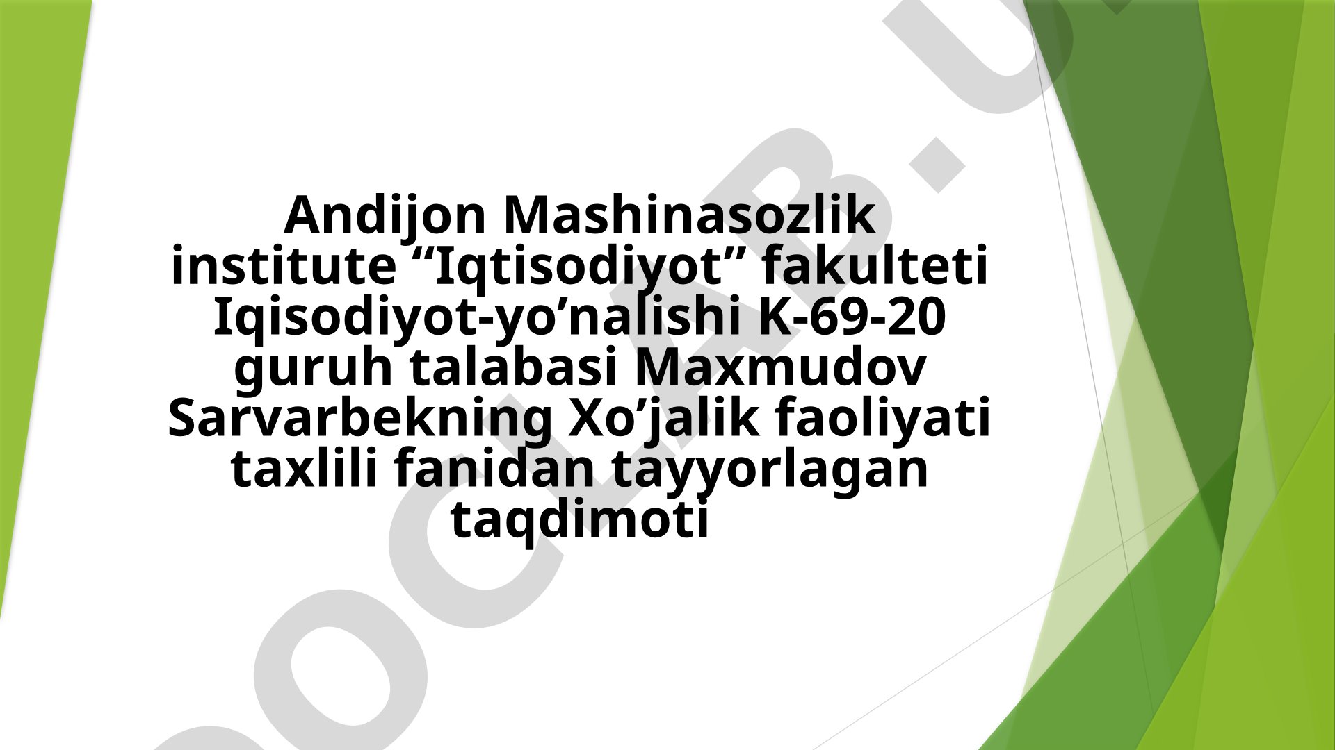 Xo'jalik yurituvchi sub'ektlarda mahsulot ishlab chiqarish xarajatlari tahlili