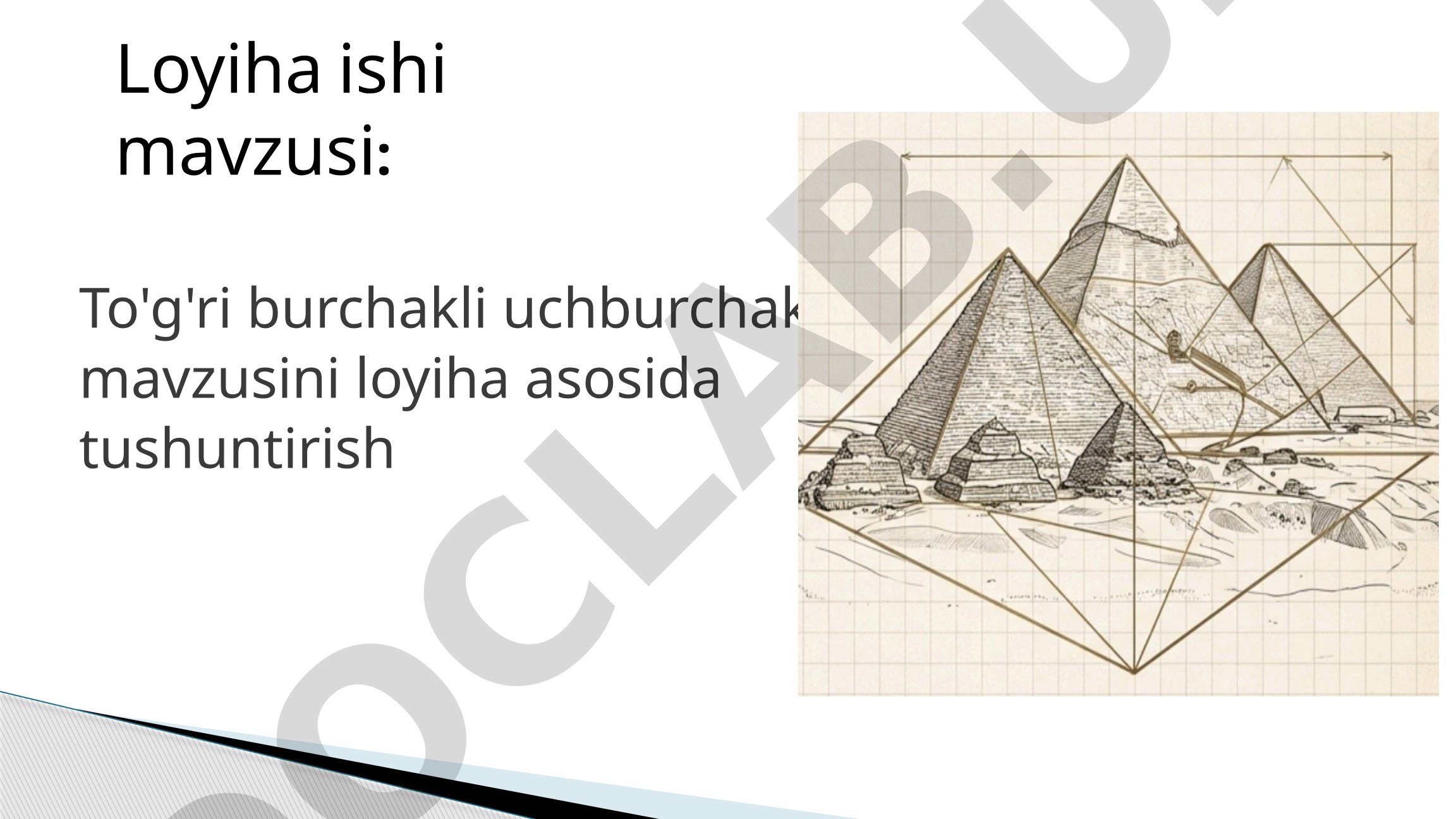 To'g'ri burchakli uchburchak mavzusini loyiha asosida tushuntirish