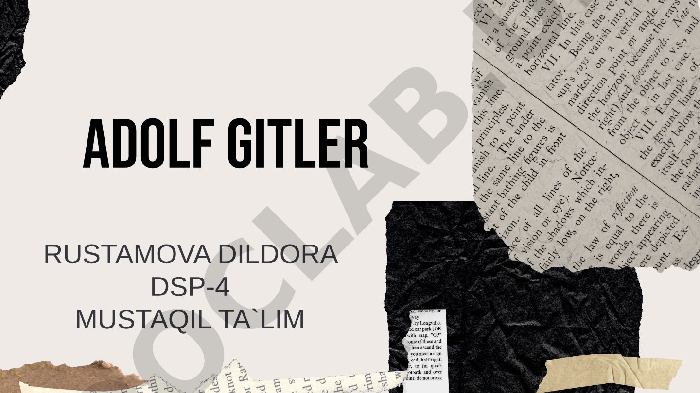 Adolf Gitler: diktatorning yuksalishi va qulashi