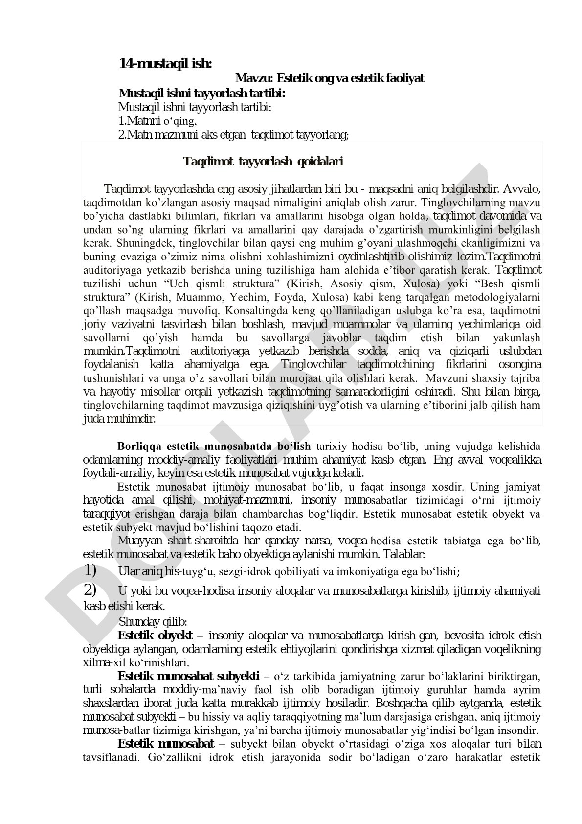 Estetik ong va estetik faoliyat