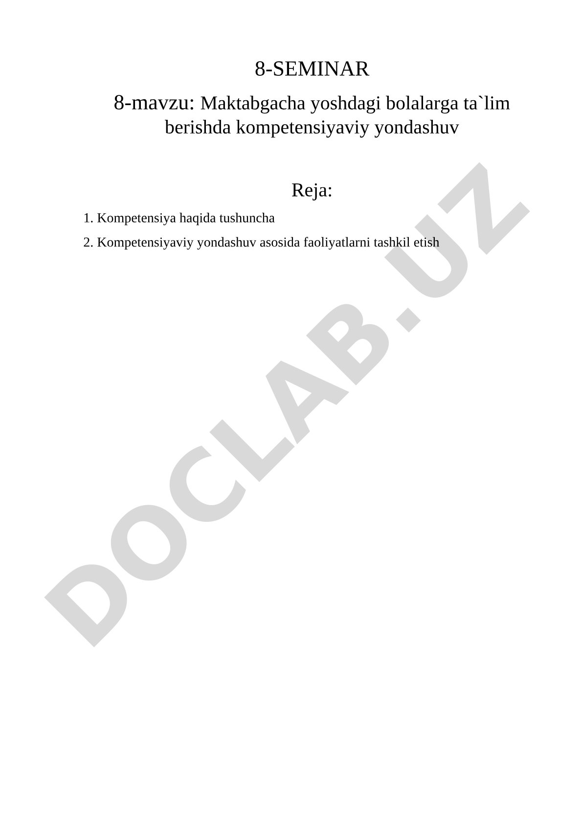 Maktabgacha yoshdagi bolalarga ta'lim berishda kompetensiyaviy yondashuv