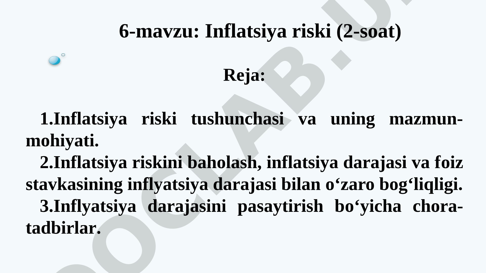 Inflatsiya riski tushunchasi, baholash usullari va uni pasaytirish chora-tadbirlari