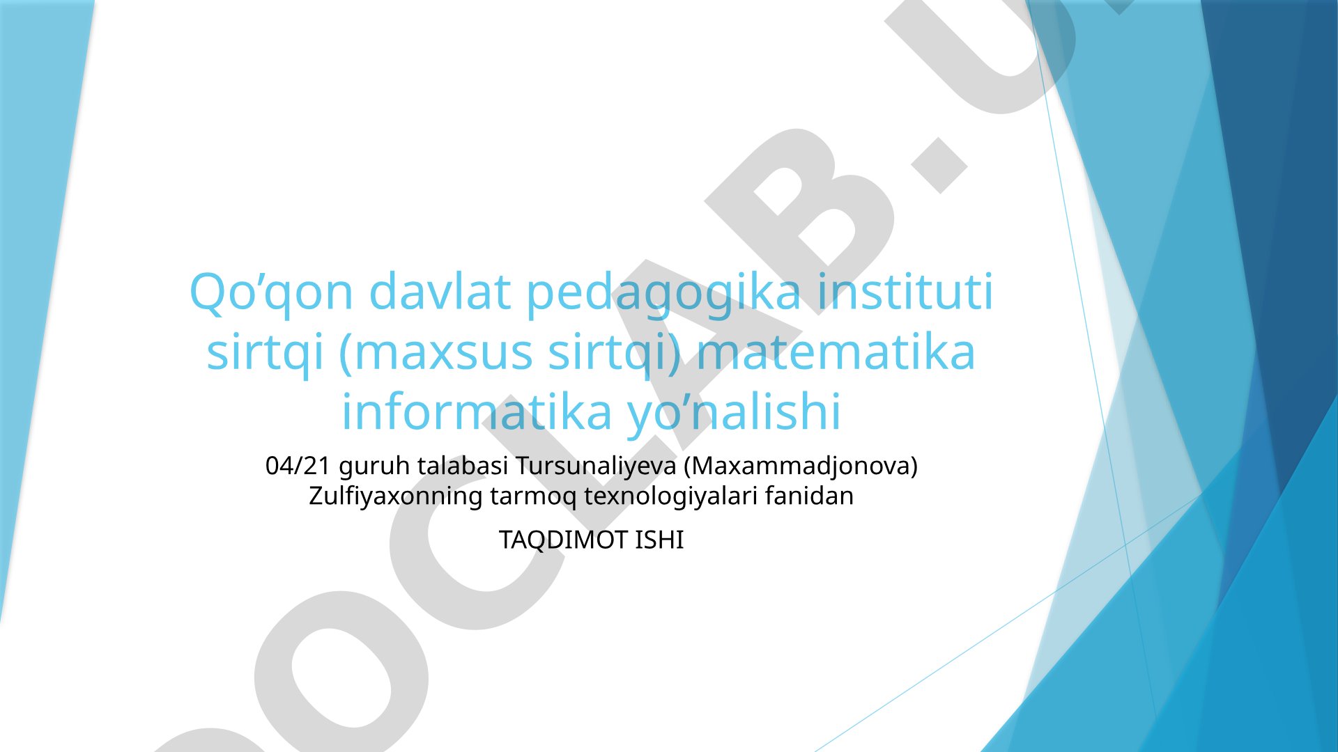 Lokal kompyuter tarmog'ini tashkil qilish va unda ishlash