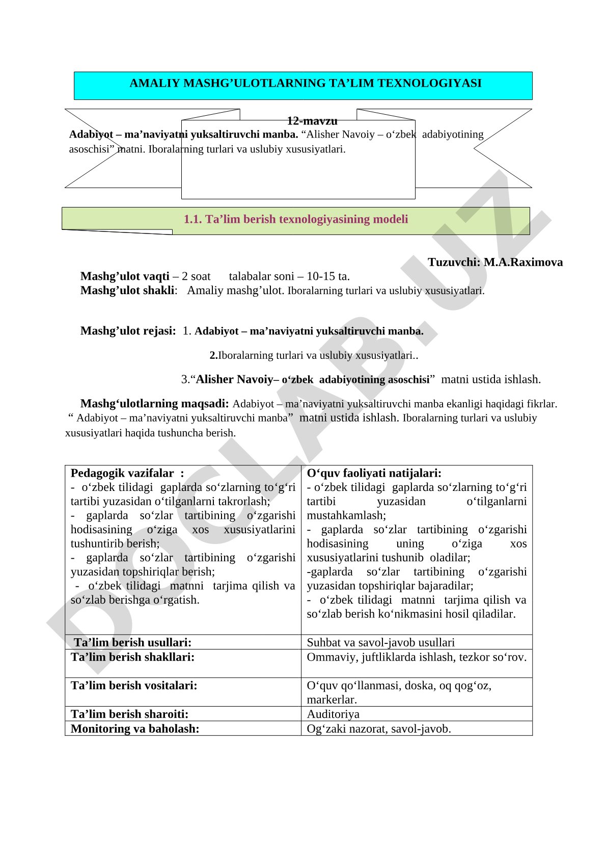 Adabiyot – ma’naviyatni yuksaltiruvchi manba, Alisher Navoiy va iboralarning uslubiy xususiyatlari