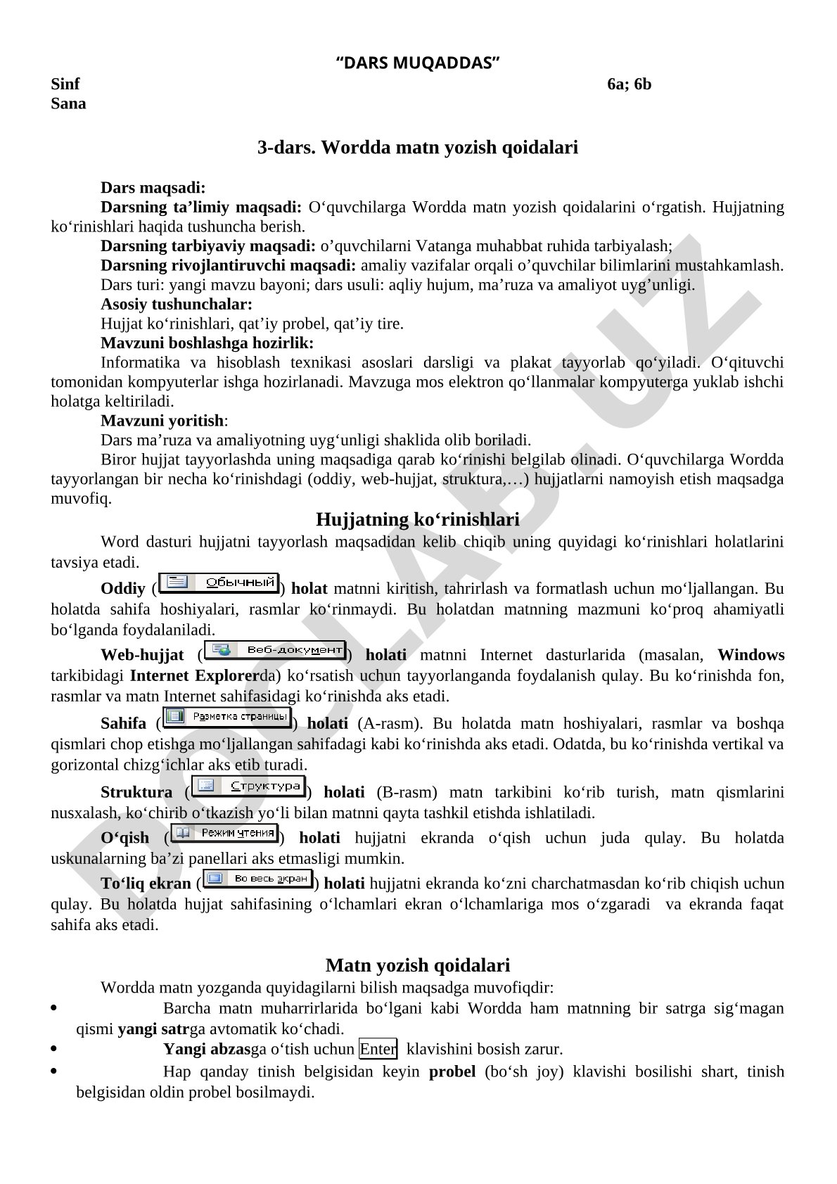 Wordda matn yozish qoidalari