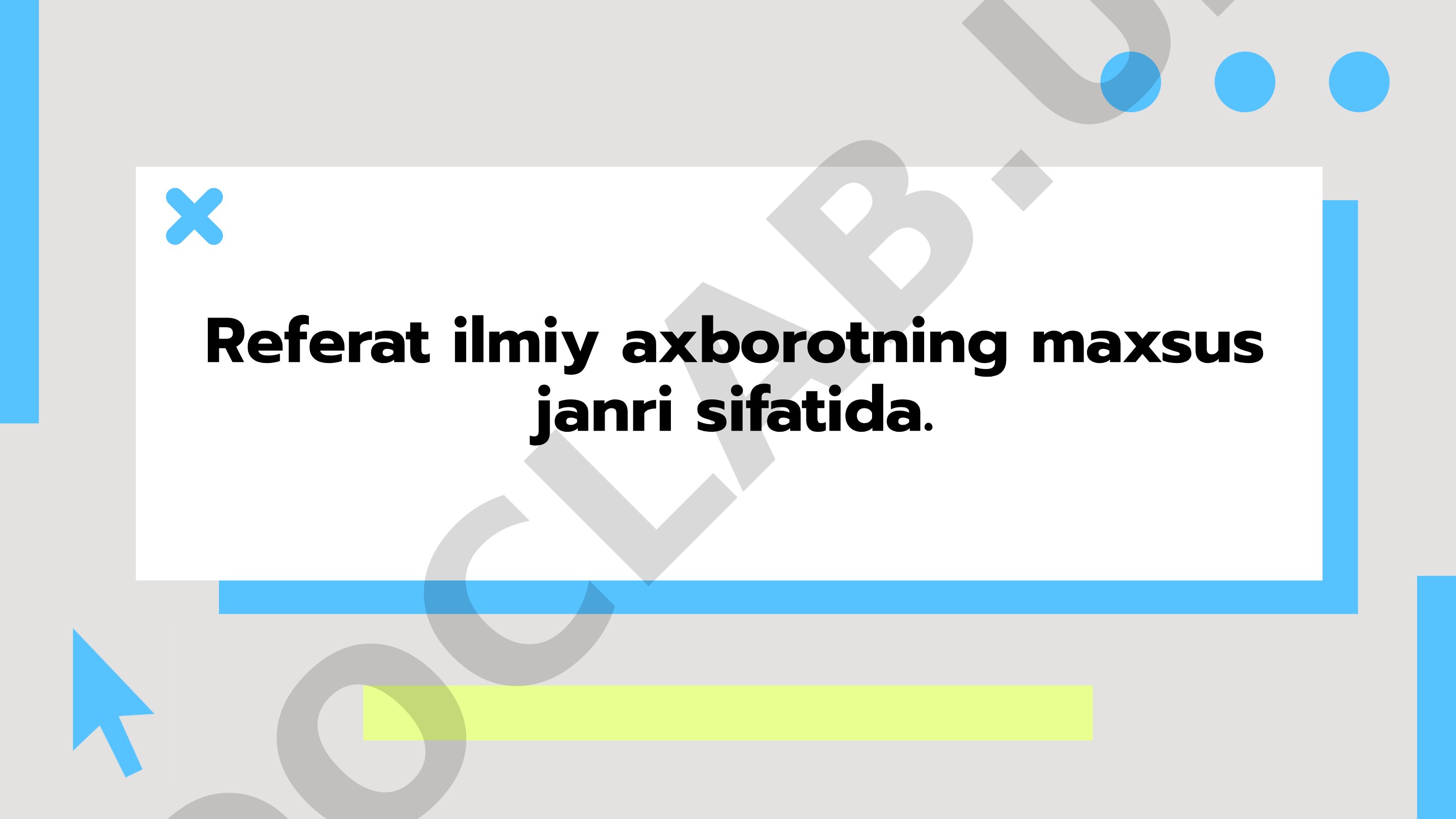 Ilmiy axborotning maxsus janri
