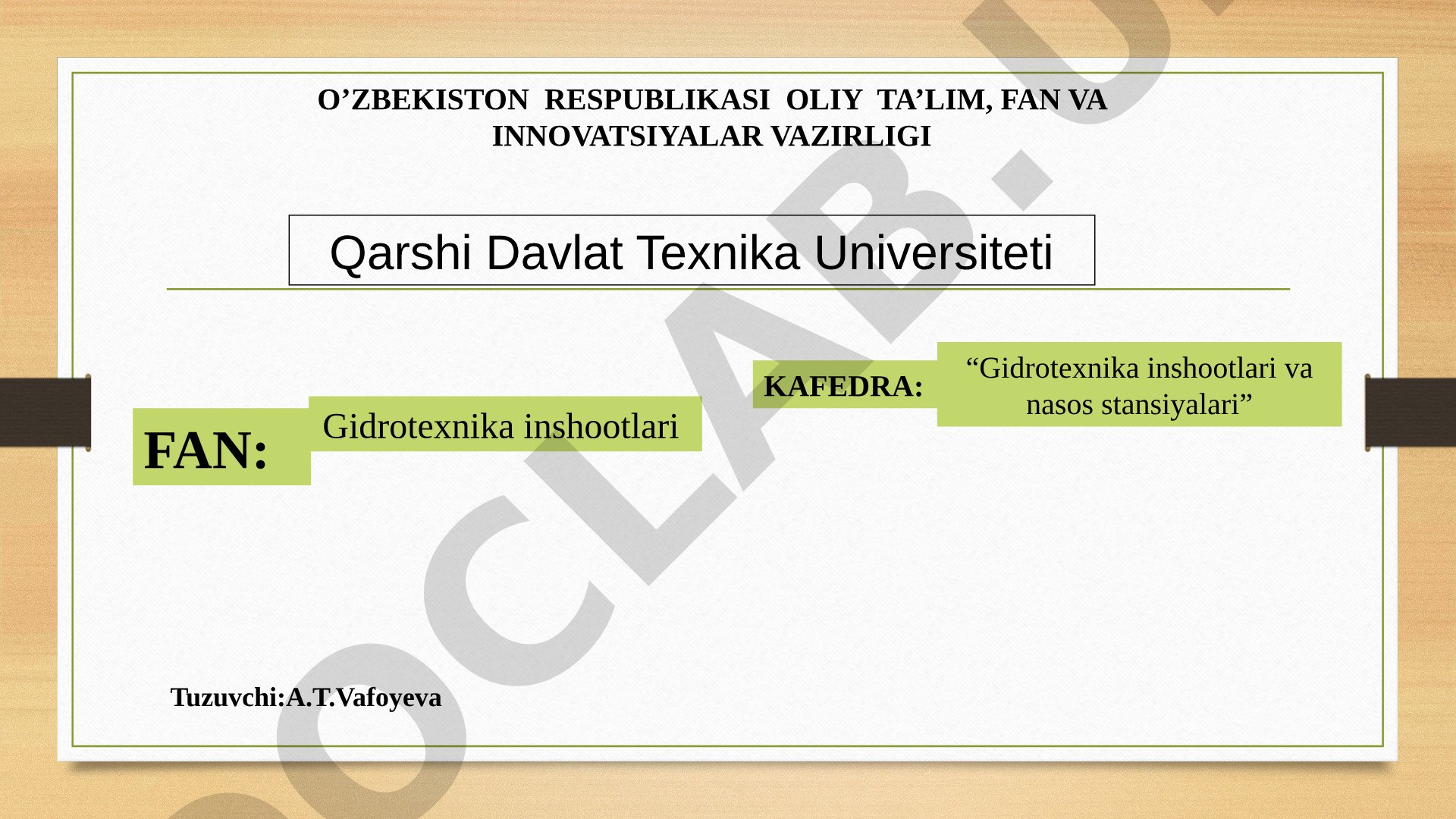 Kanallarning ko‘ndalang qirqimini chizish.Suv sarfi va chuqurligi o‘rtasida funksional bog‘lanish egri chizig‘ini qurish.