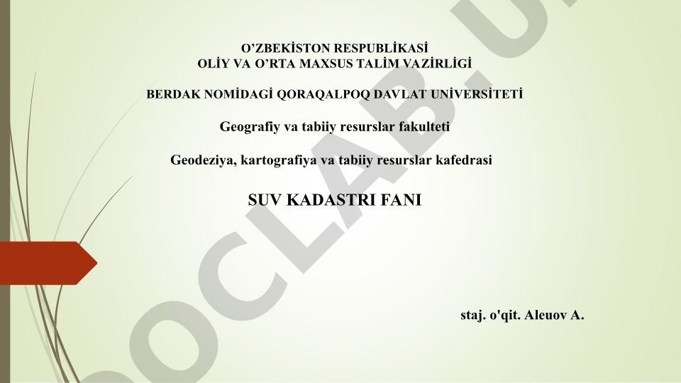Gidrosfera va uning tashkil etuvchilari, tabiatda suvning aylanishi