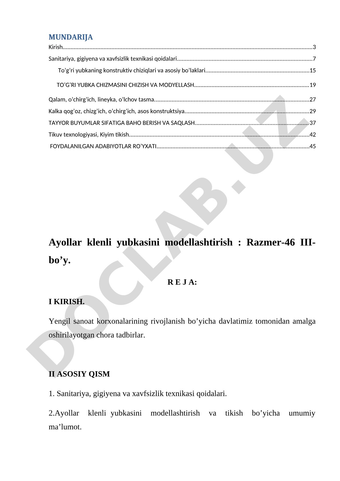 Ayollar klenli yubkasini modellashtirish