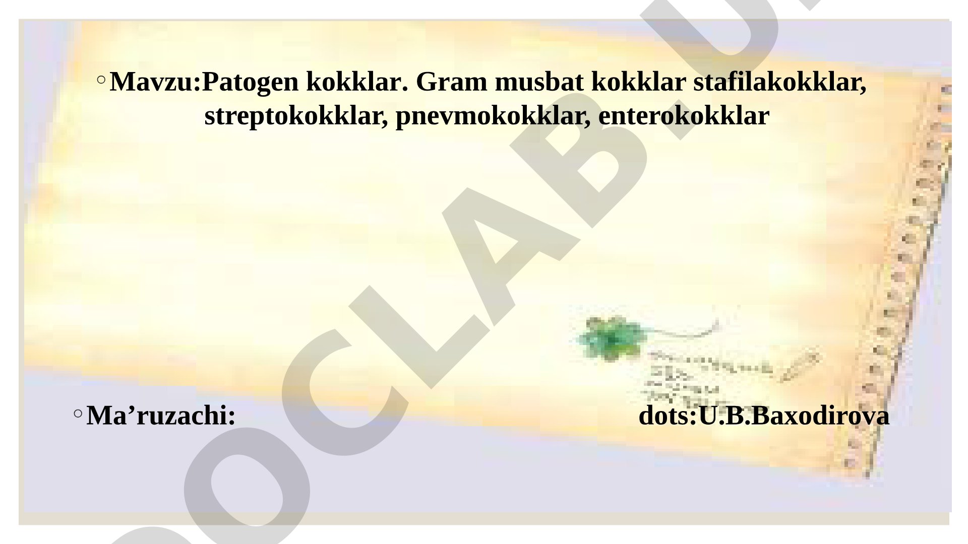 Patogen kokklar. Gram musbat kokklar stafilakokklar, streptokokklar, pnevmokokklar, enterokokklar