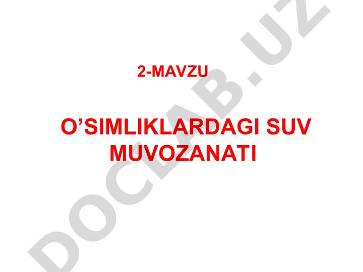 O'simliklardagi suv muvozanati