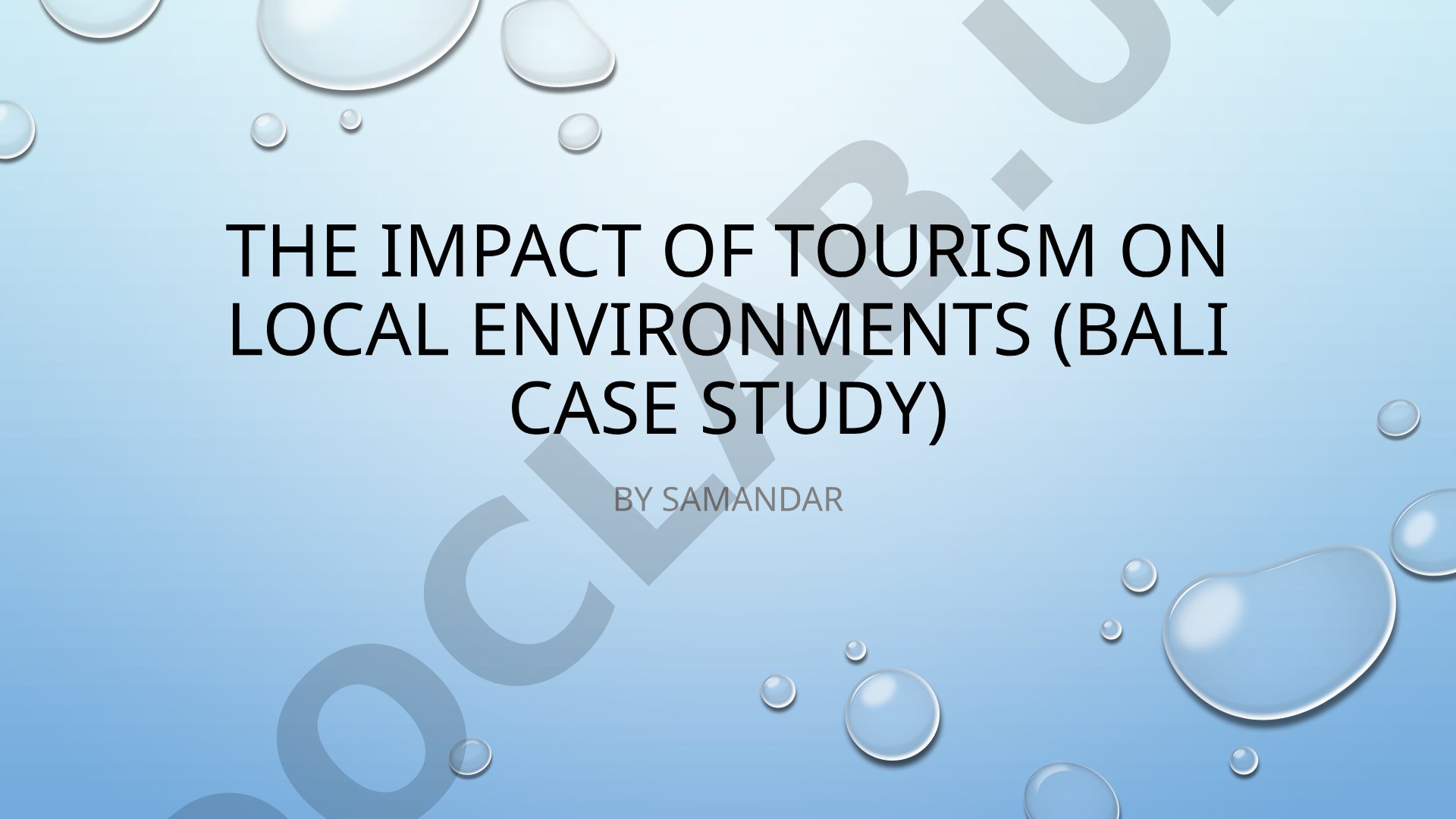 The Impact of Tourism on Local Environments (Bali Case Study)