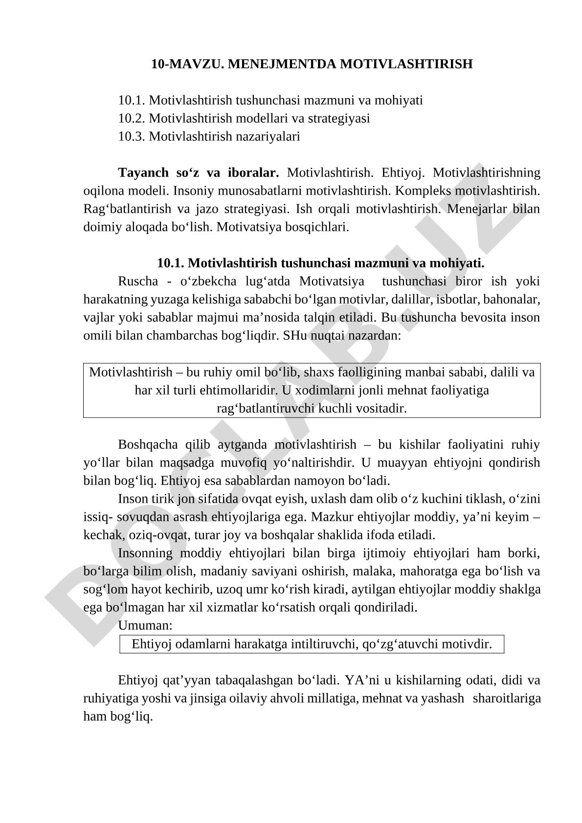 Menejmentda motivlashtirish